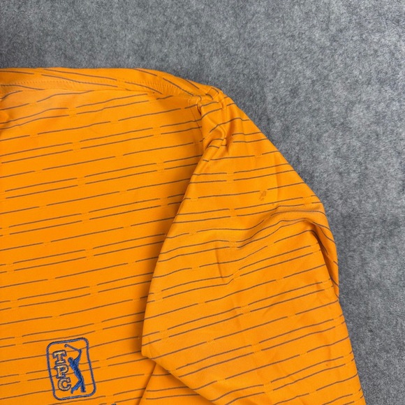 TPC Las Vegas Golf Polo Shirt Men's XL Under Armour Orange Striped HeatGear RARE - Picture 10 of 10